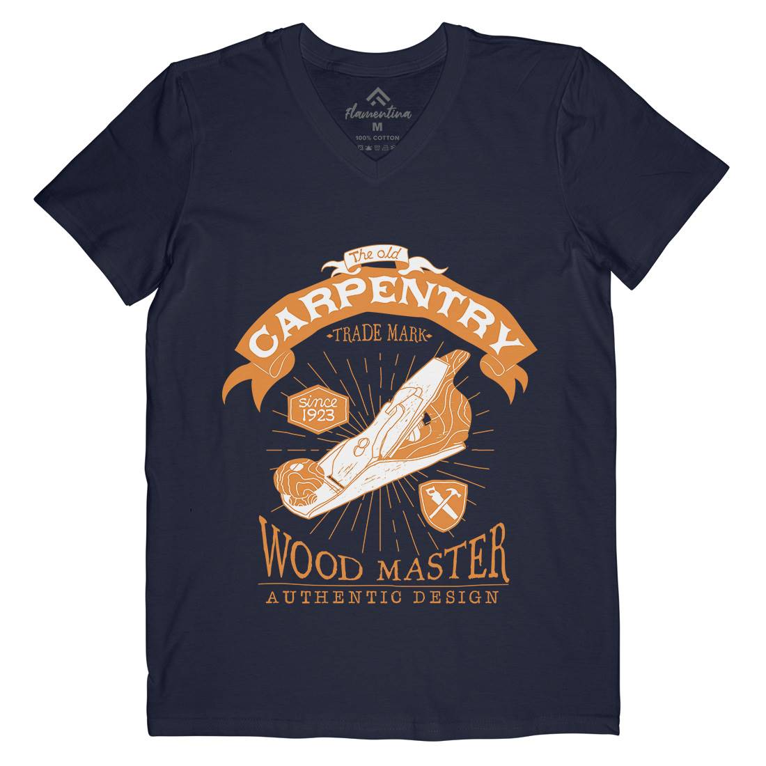 Carpentry Mens Organic V-Neck T-Shirt Work A974