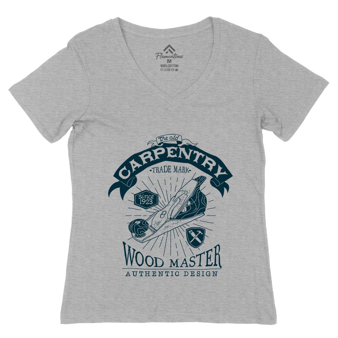 Carpentry Womens Organic V-Neck T-Shirt Work A974