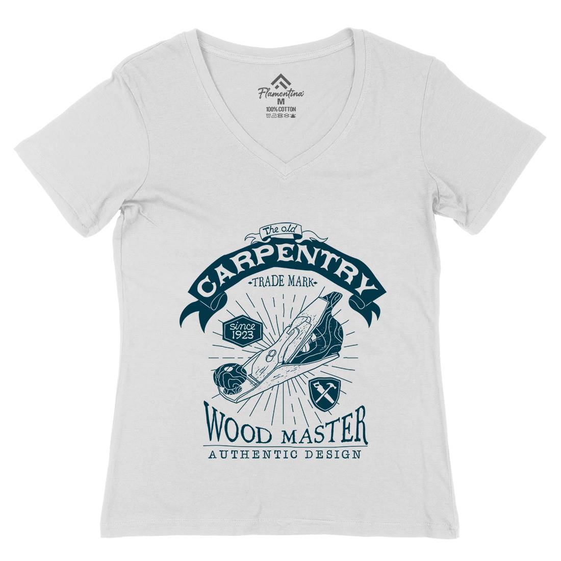 Carpentry Womens Organic V-Neck T-Shirt Work A974