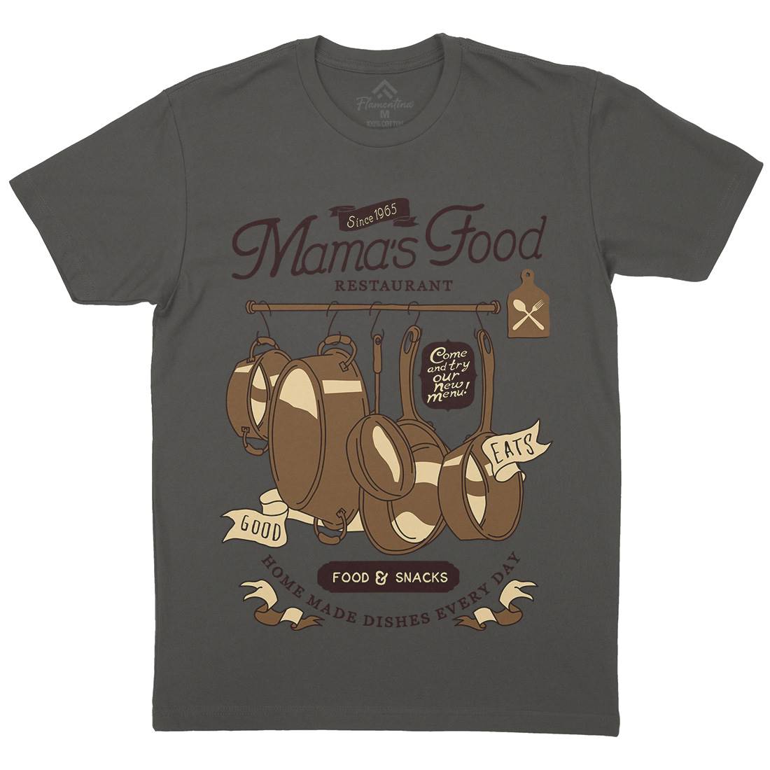 Mama&#39;s Mens Organic Crew Neck T-Shirt Food A976