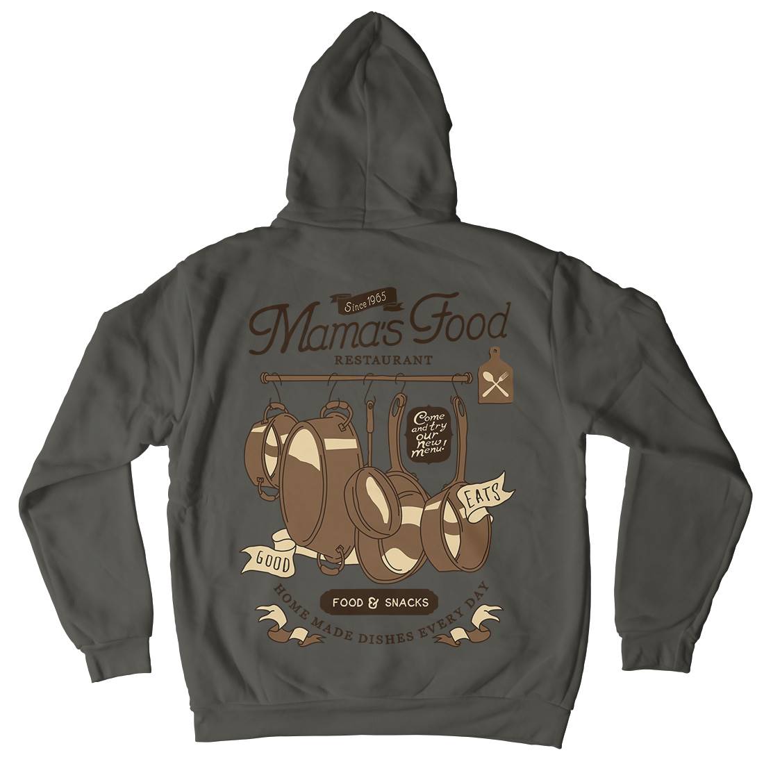Mama&#39;s Mens Hoodie With Pocket Food A976