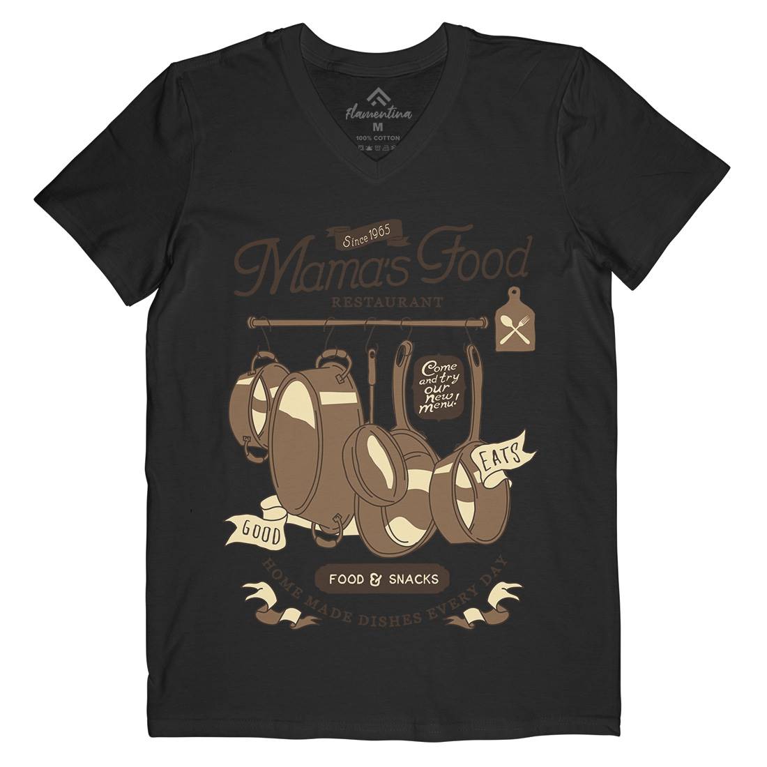 Mama&#39;s Mens V-Neck T-Shirt Food A976