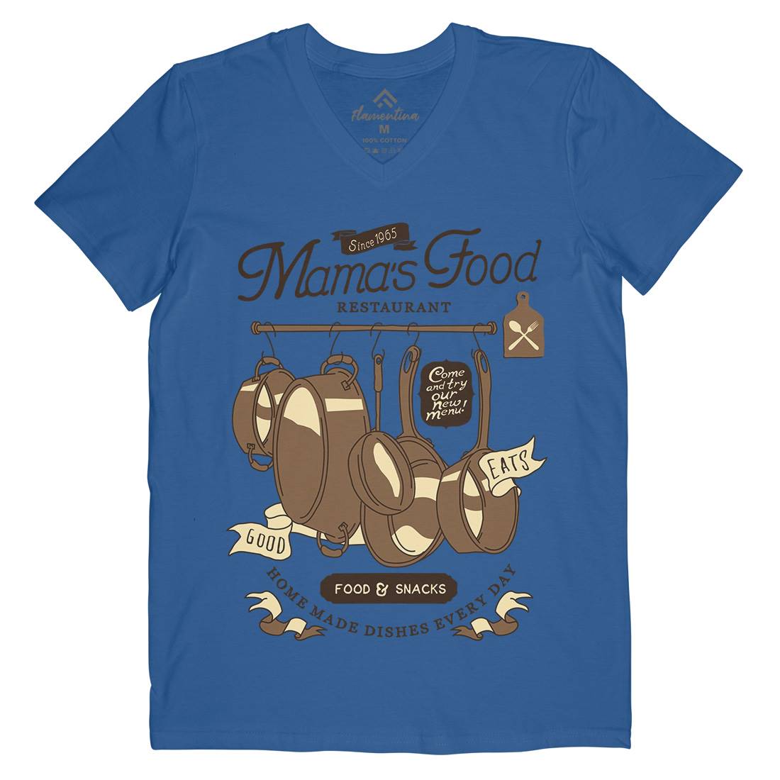 Mama&#39;s Mens V-Neck T-Shirt Food A976