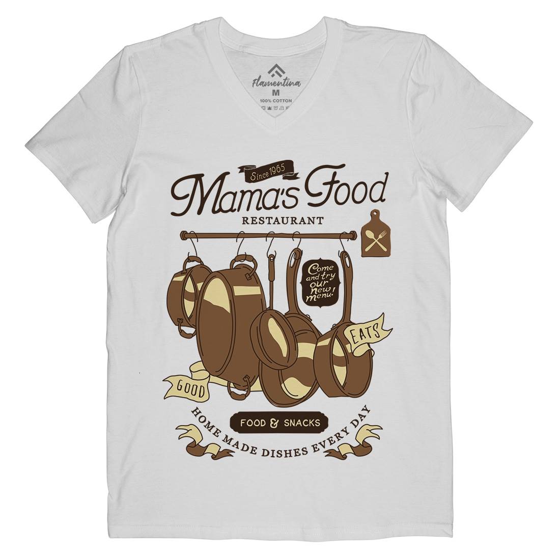 Mama&#39;s Mens Organic V-Neck T-Shirt Food A976