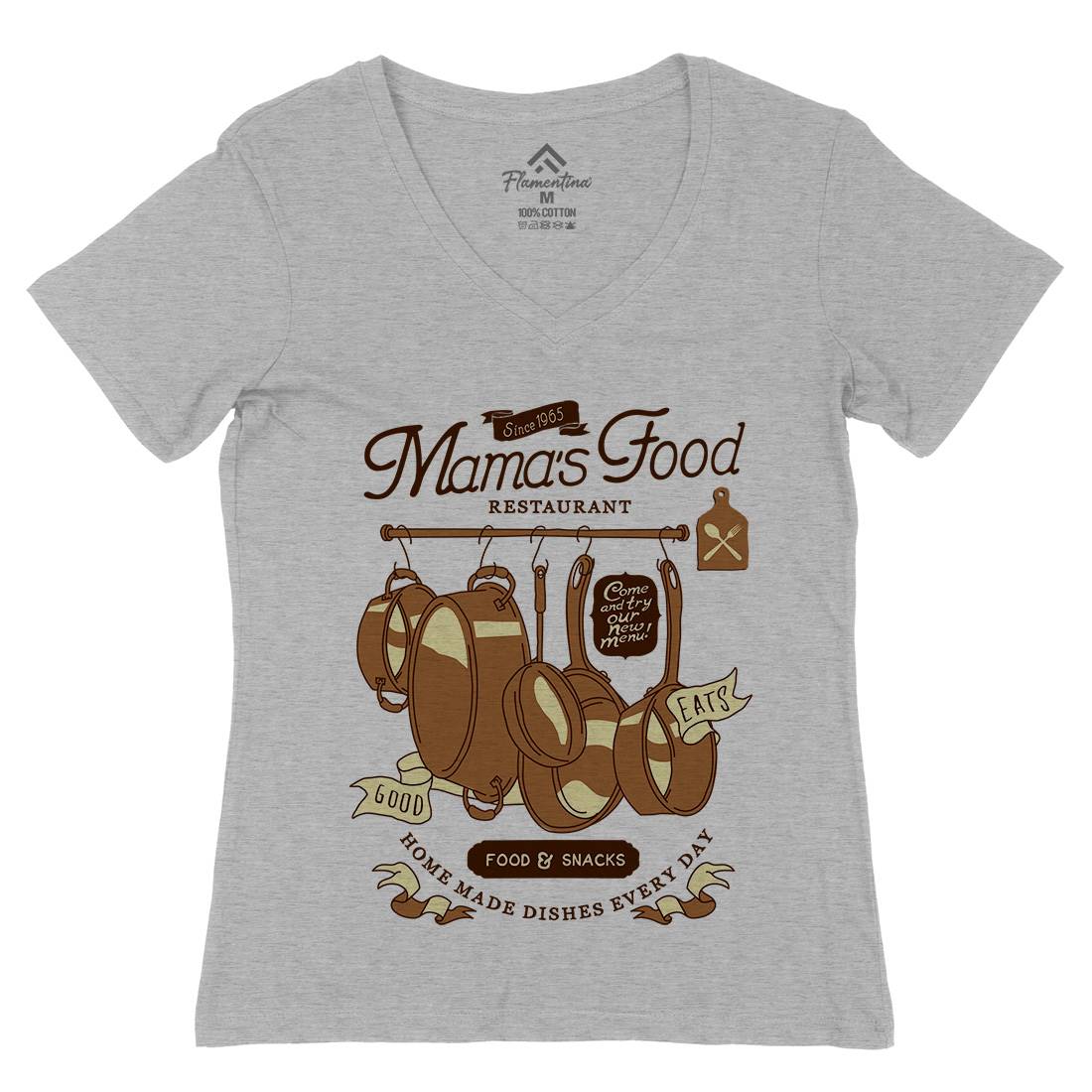 Mama&#39;s Womens Organic V-Neck T-Shirt Food A976