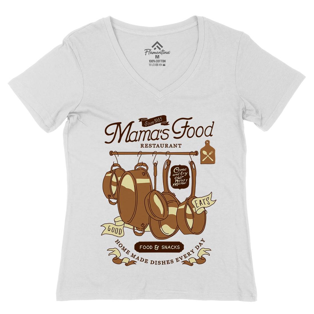Mama&#39;s Womens Organic V-Neck T-Shirt Food A976