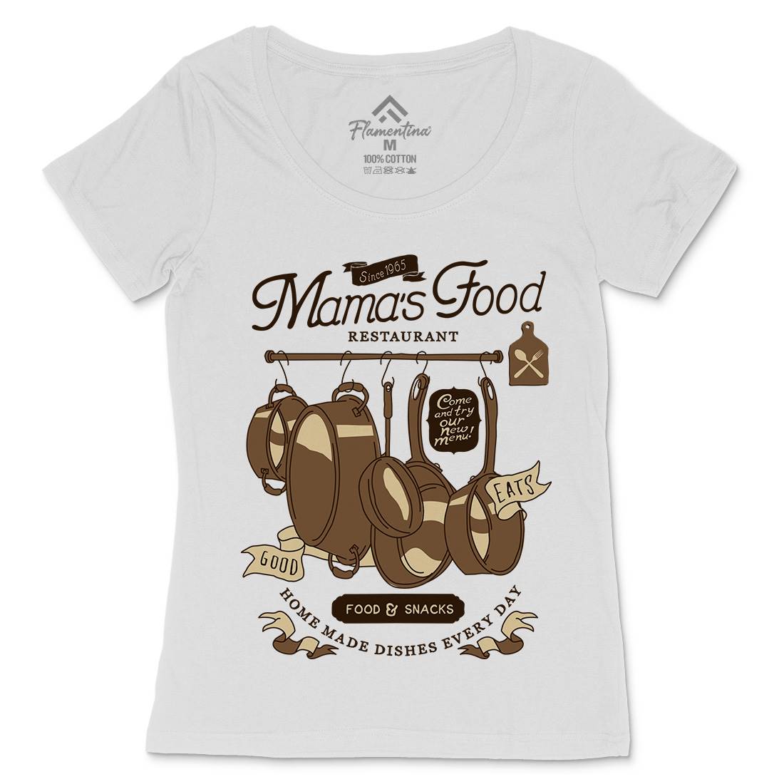 Mama&#39;s Womens Scoop Neck T-Shirt Food A976