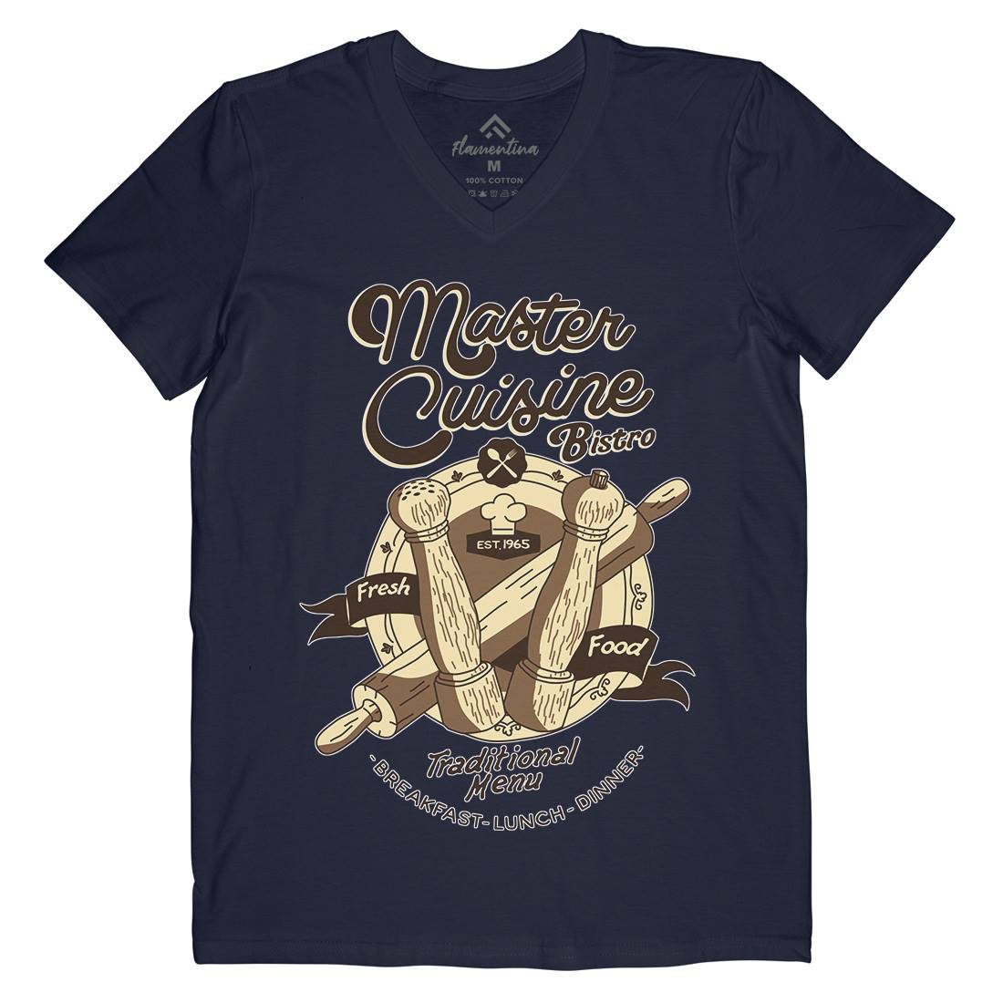 Master Cuisine Mens V-Neck T-Shirt Food A977