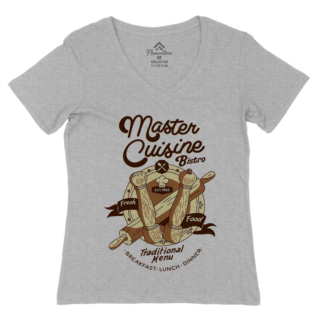 Master Cuisine Womens Organic V-Neck T-Shirt Food A977