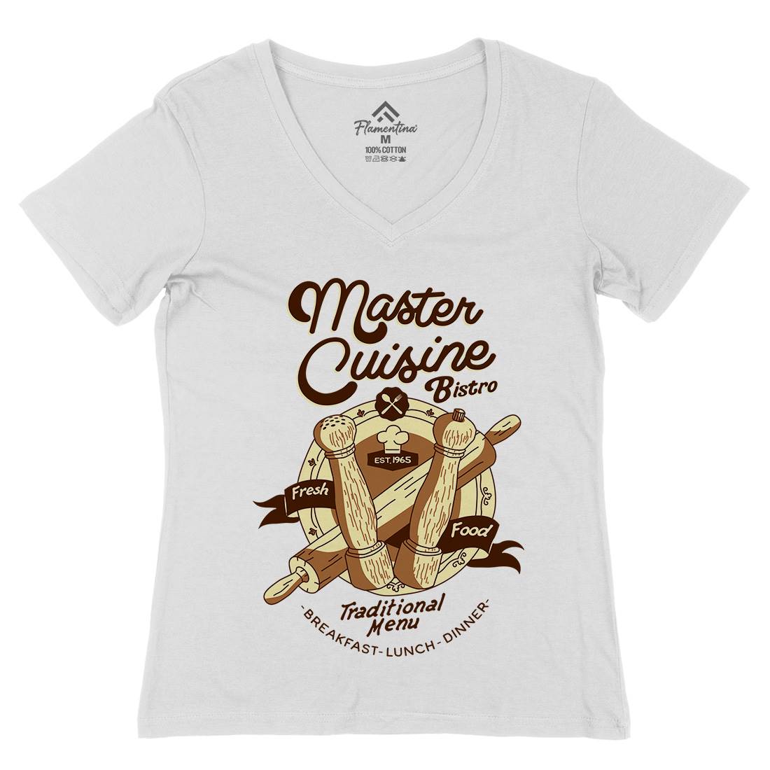 Master Cuisine Womens Organic V-Neck T-Shirt Food A977