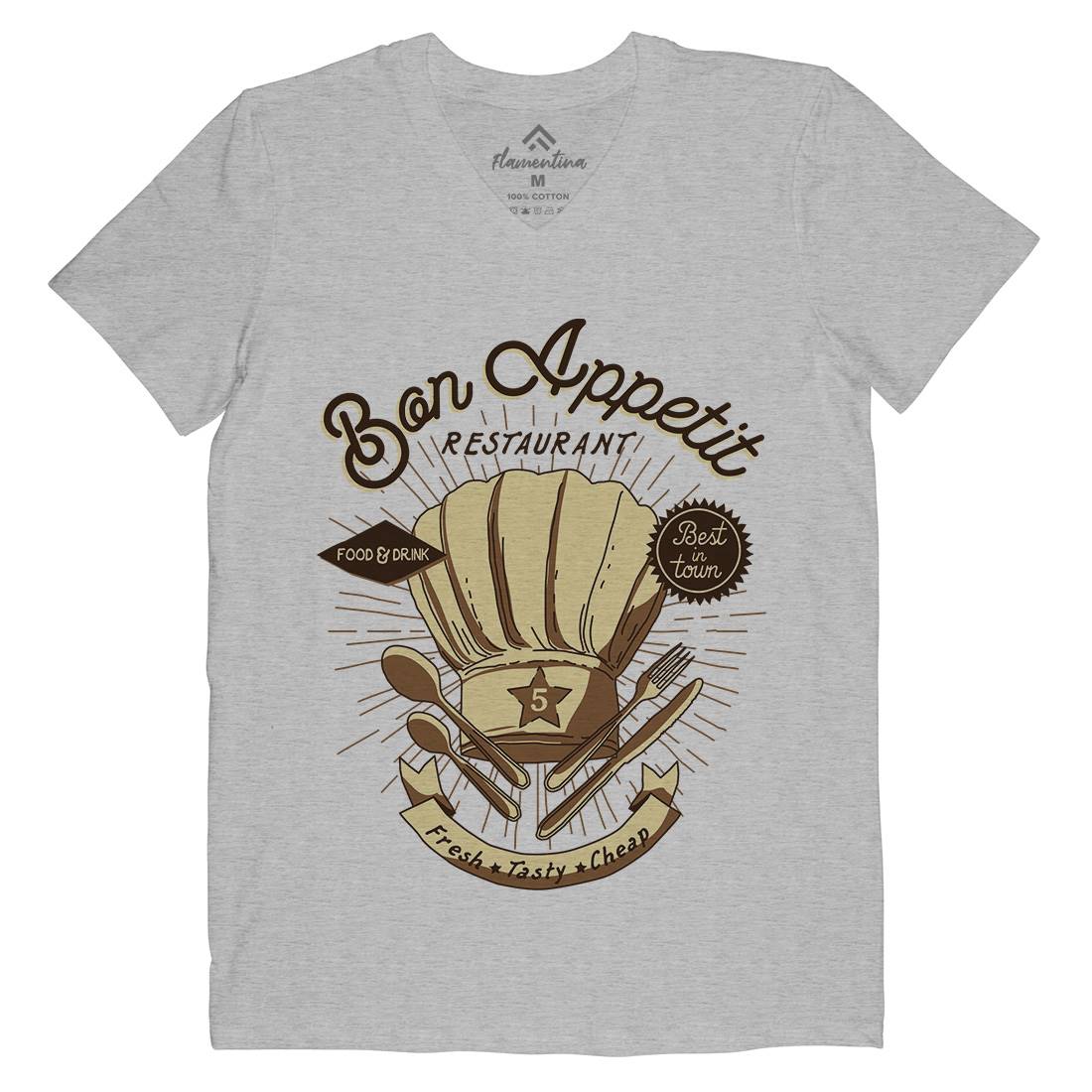 Bon Appetit Mens V-Neck T-Shirt Food A978