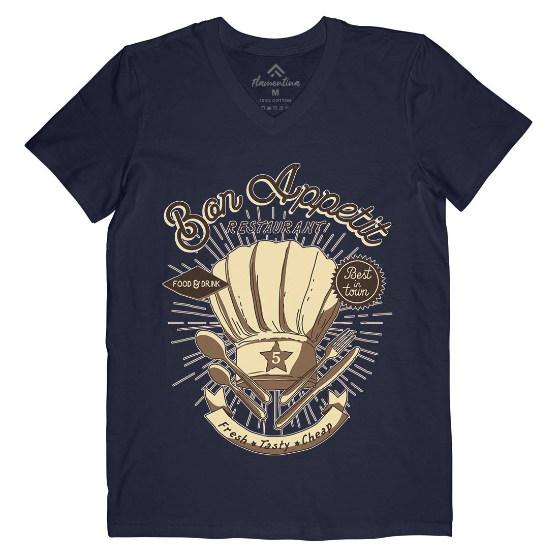 Bon Appetit Mens Organic V-Neck T-Shirt Food A978