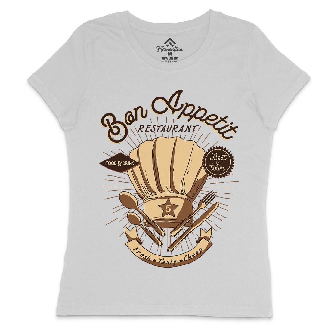 Bon Appetit Womens Crew Neck T-Shirt Food A978