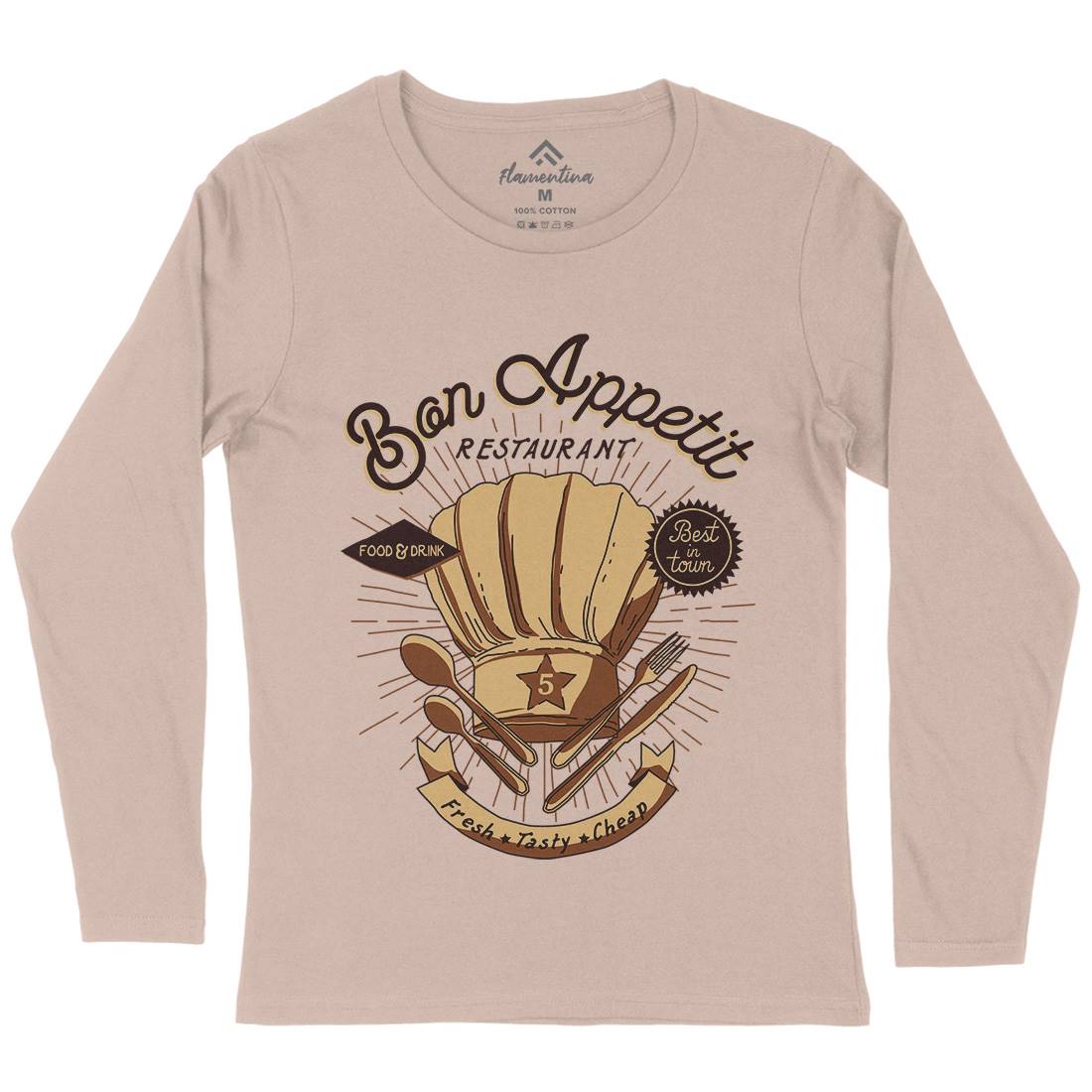 Bon Appetit Womens Long Sleeve T-Shirt Food A978
