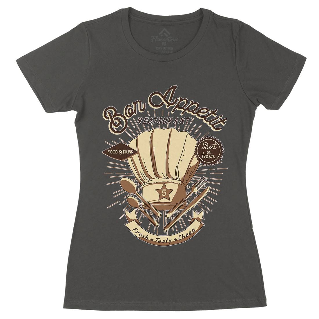 Bon Appetit Womens Organic Crew Neck T-Shirt Food A978