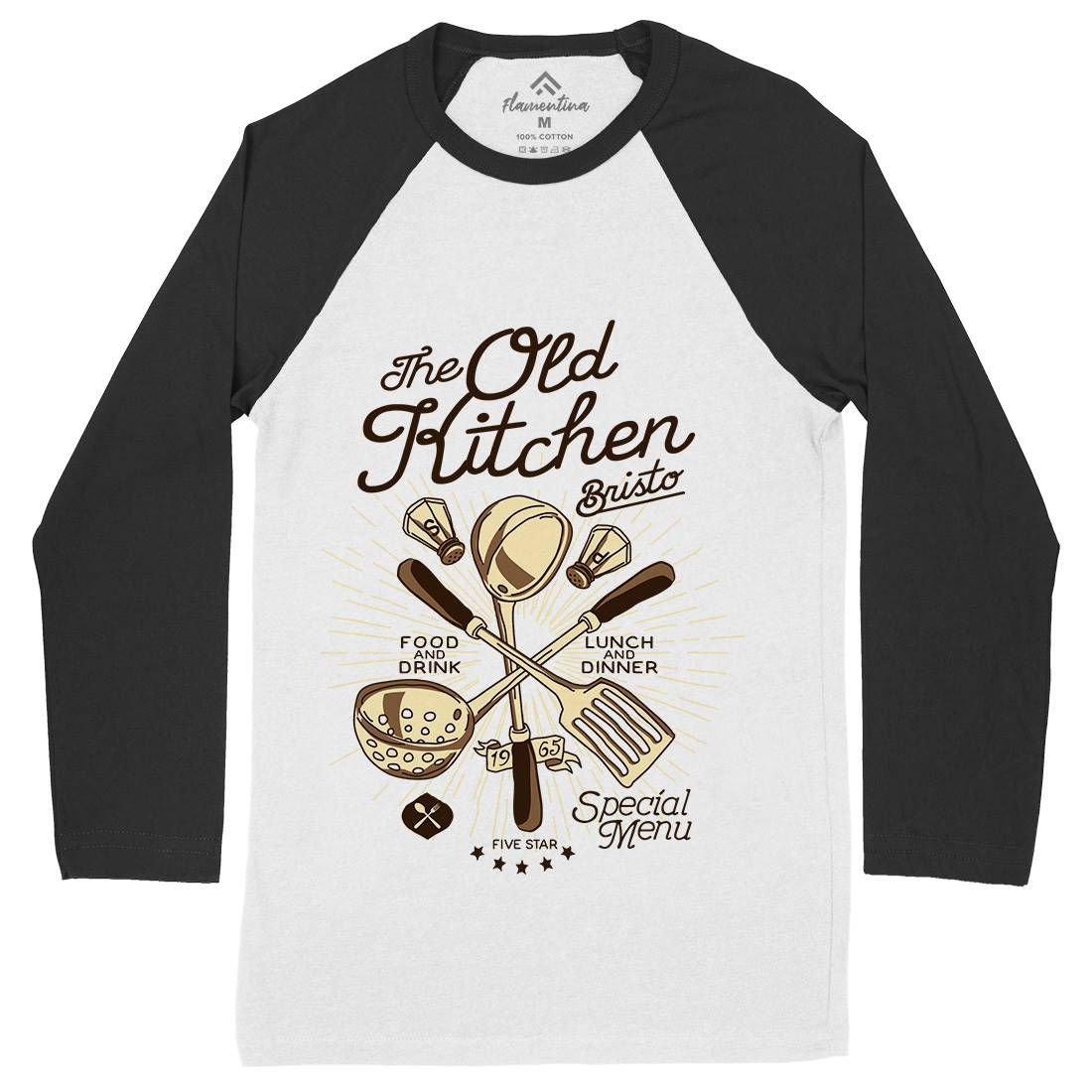 Old Kitchen Mens Long Sleeve Baseball T-Shirt Food A979