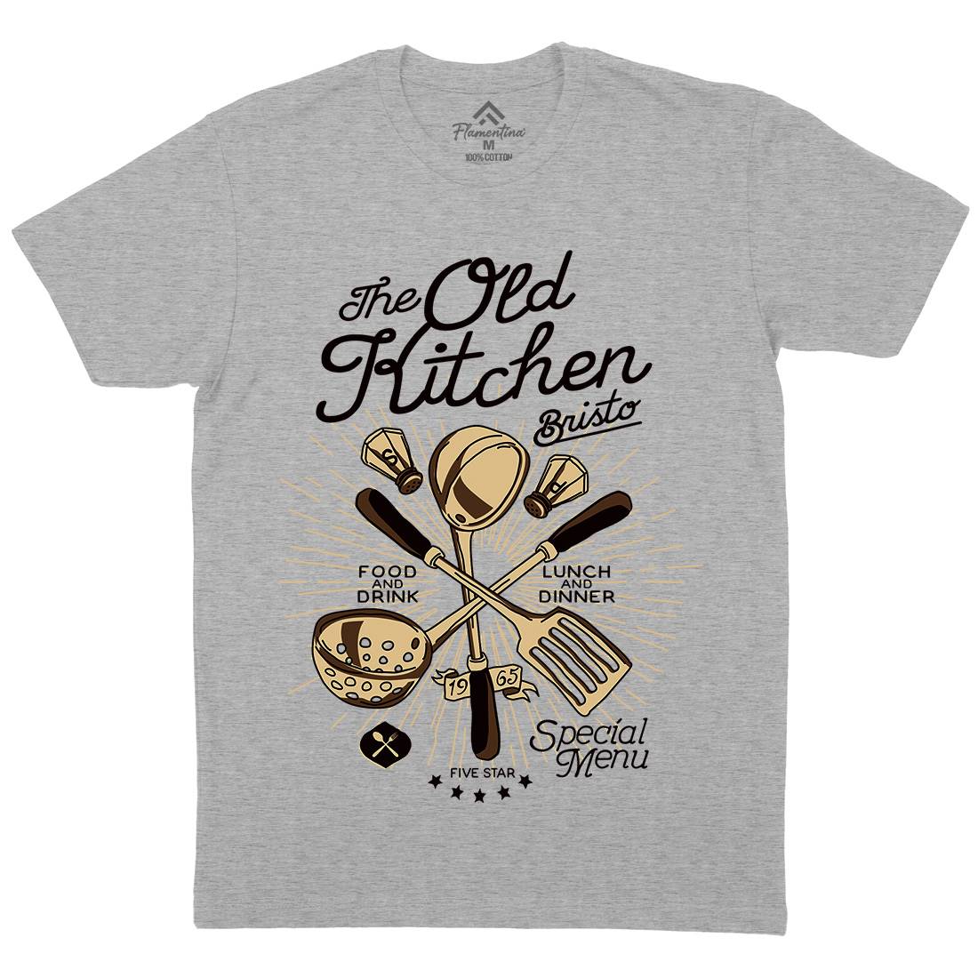 Old Kitchen Mens Organic Crew Neck T-Shirt Food A979