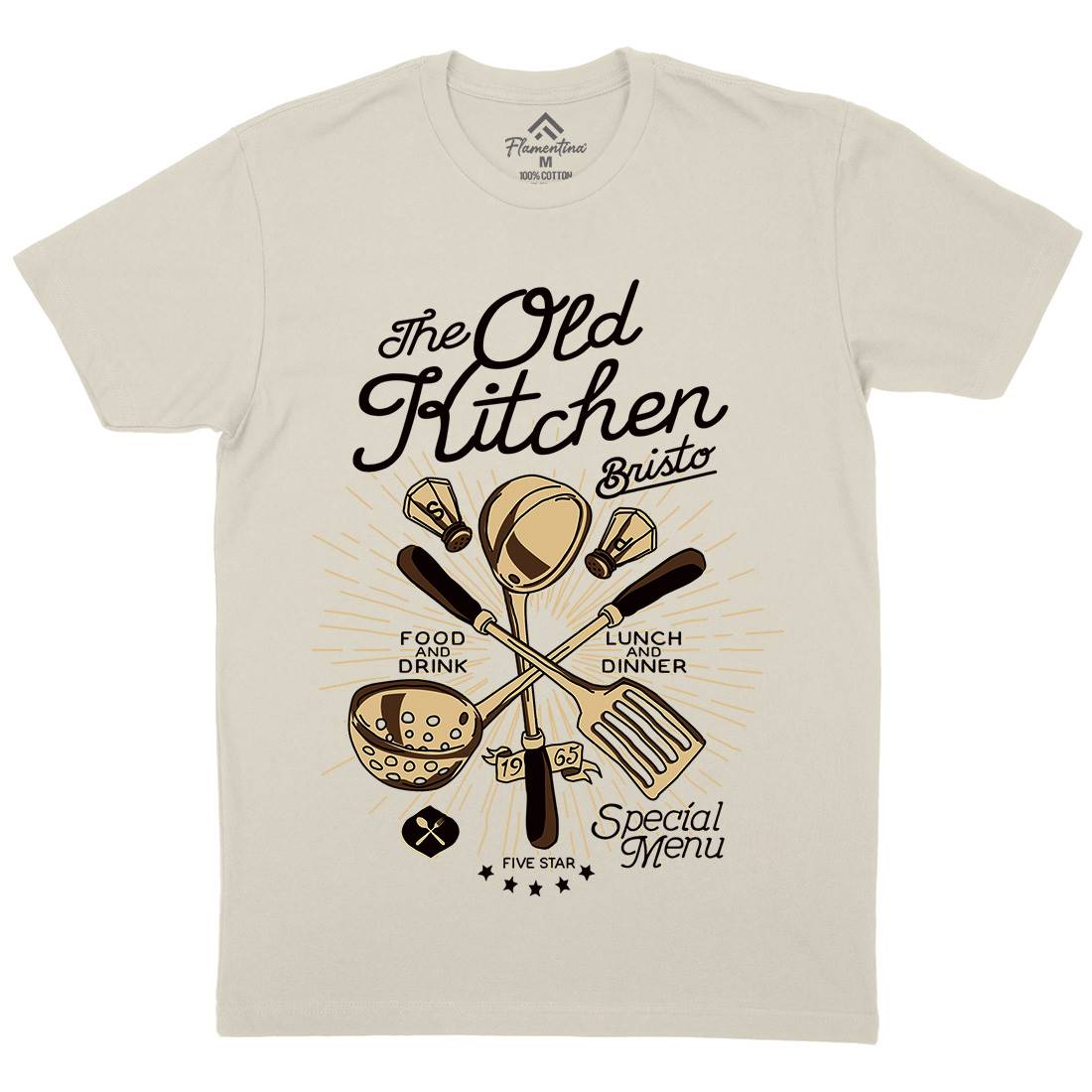 Old Kitchen Mens Organic Crew Neck T-Shirt Food A979
