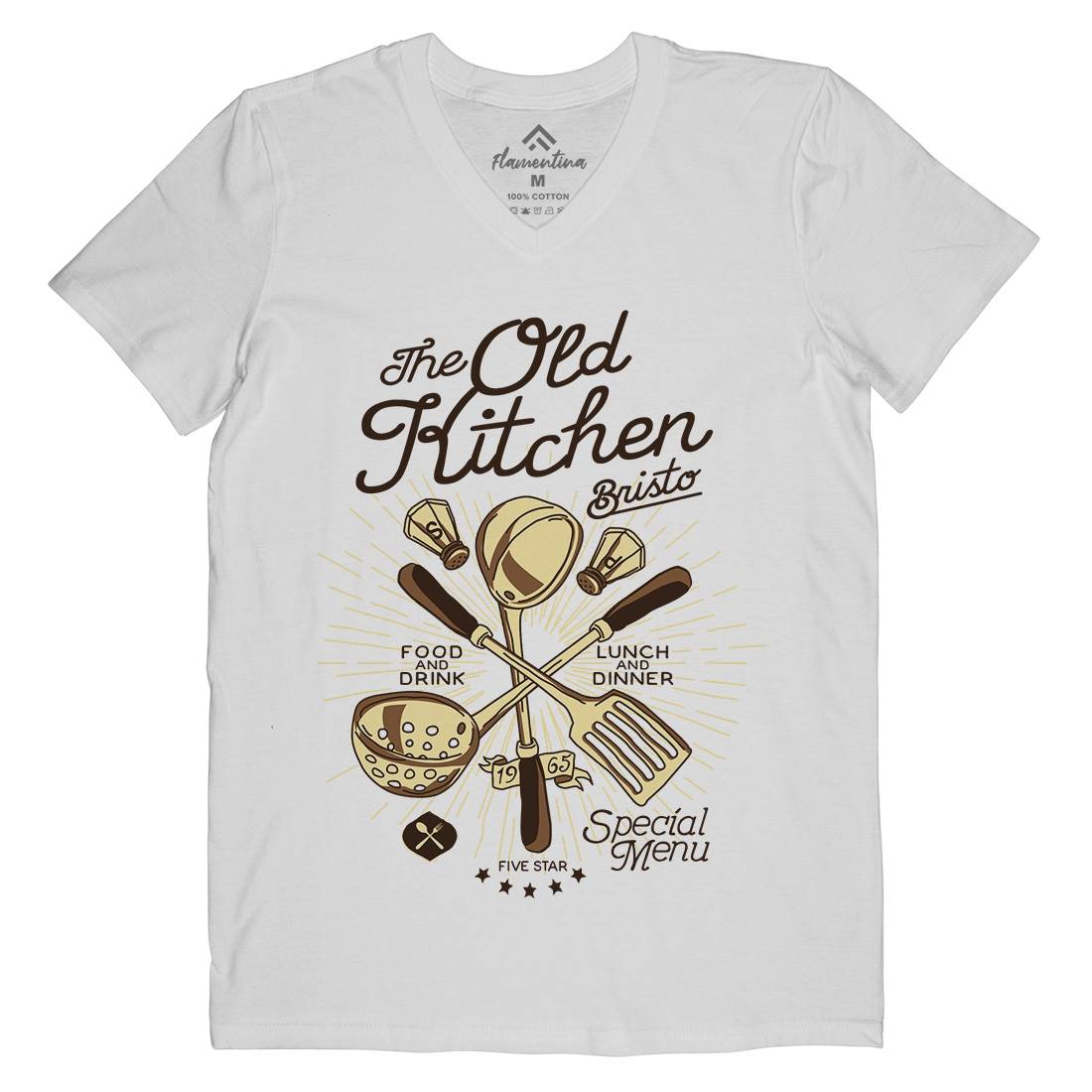 Old Kitchen Mens Organic V-Neck T-Shirt Food A979