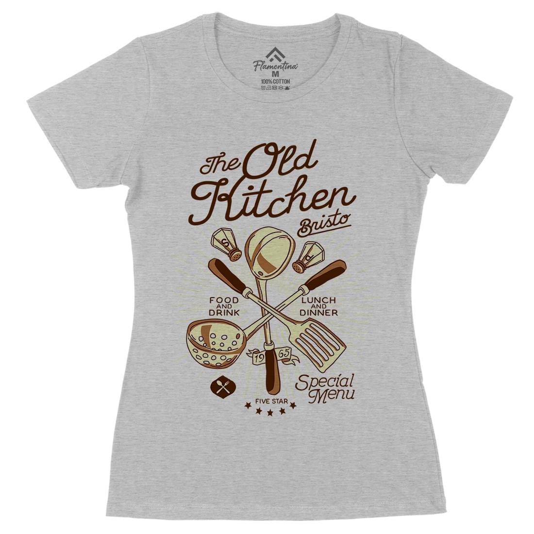 Old Kitchen Womens Organic Crew Neck T-Shirt Food A979