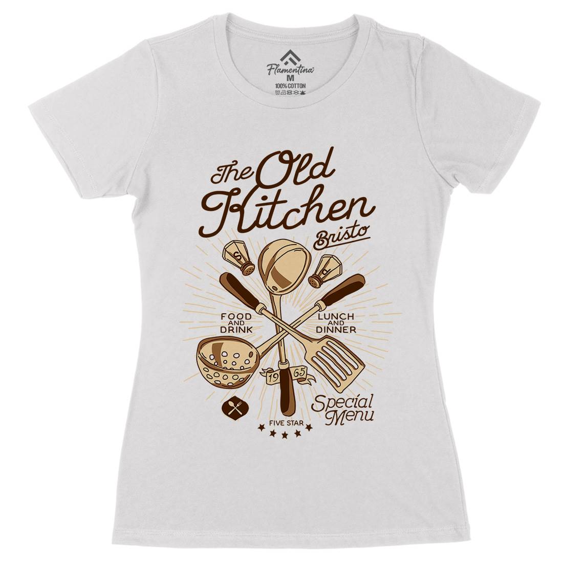 Old Kitchen Womens Organic Crew Neck T-Shirt Food A979