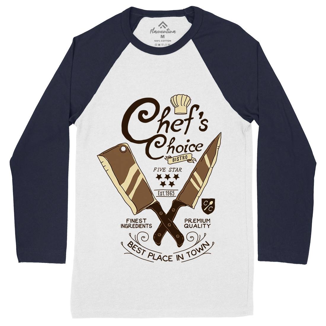 Chef&#39;s Choice Mens Long Sleeve Baseball T-Shirt Food A980