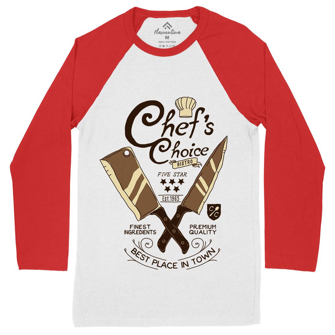 Chef&#39;s Choice Mens Long Sleeve Baseball T-Shirt Food A980