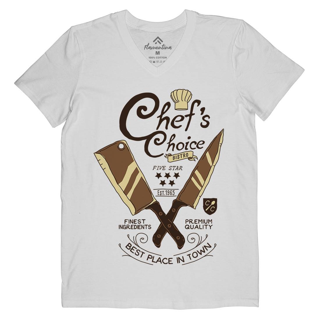 Chef&#39;s Choice Mens Organic V-Neck T-Shirt Food A980