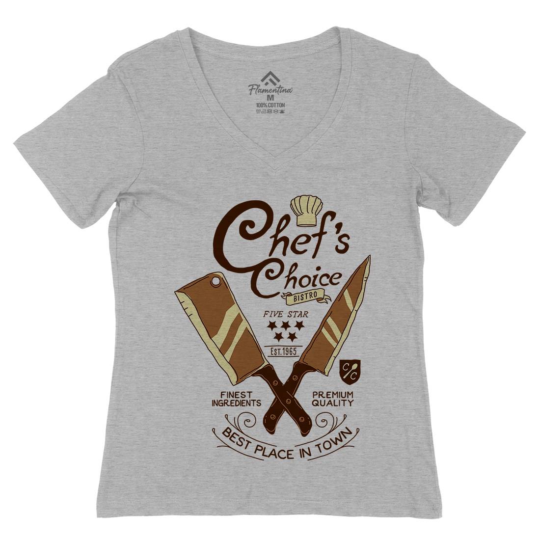 Chef&#39;s Choice Womens Organic V-Neck T-Shirt Food A980