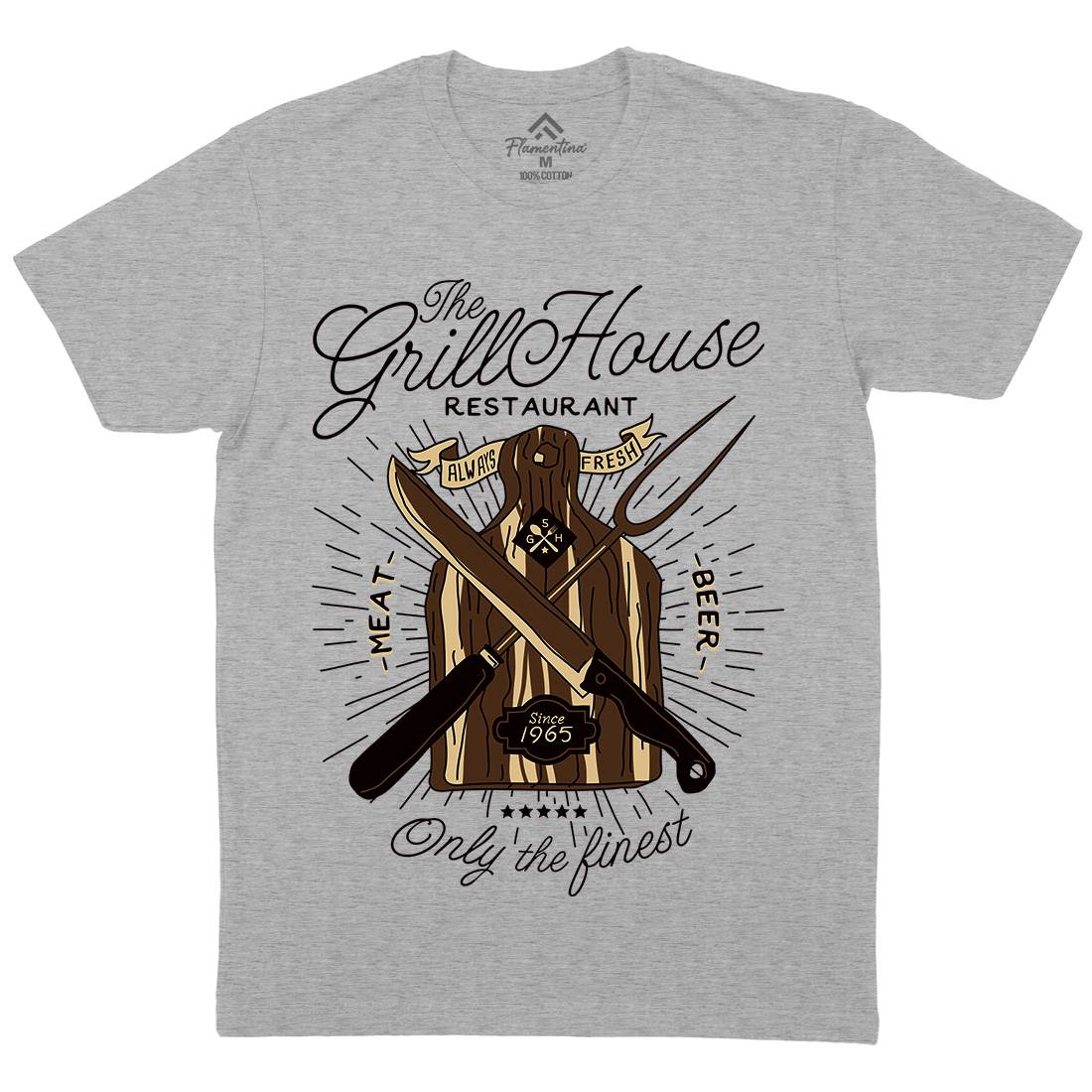 Grill House Mens Organic Crew Neck T-Shirt Food A981