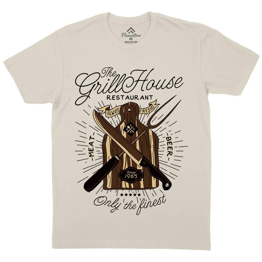 Grill House Mens Organic Crew Neck T-Shirt Food A981