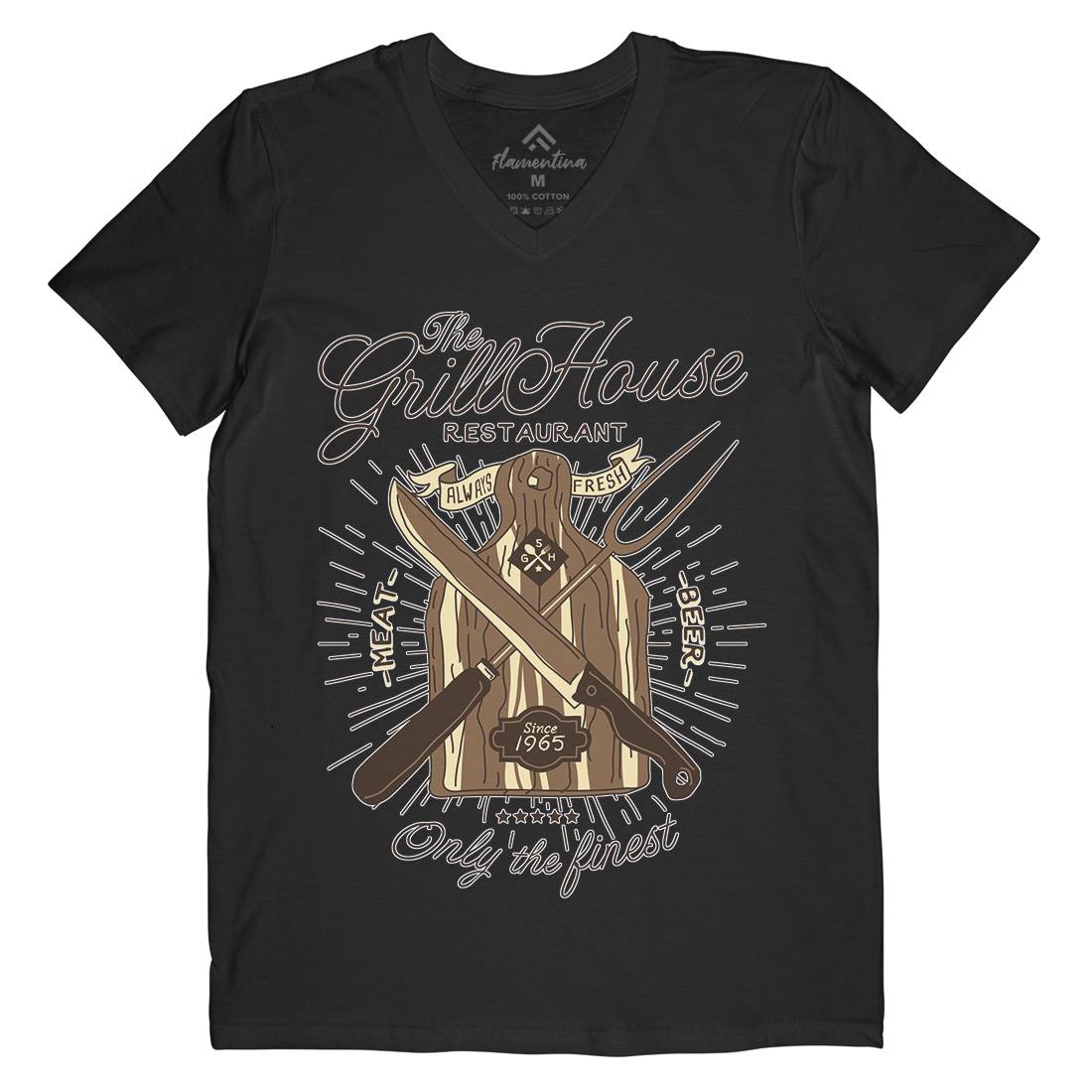 Grill House Mens V-Neck T-Shirt Food A981