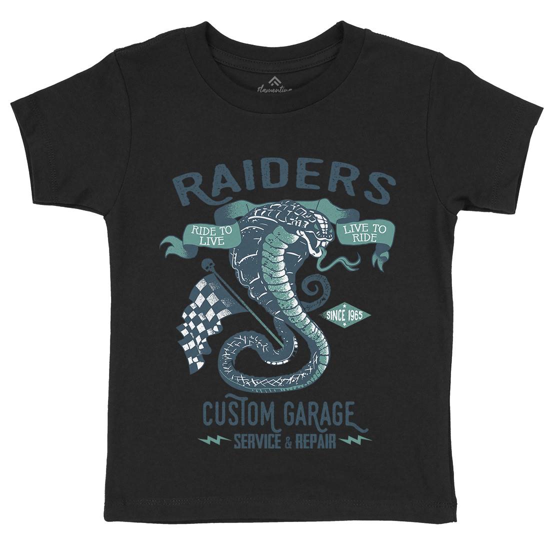 Raiders Kids Organic Crew Neck T-Shirt Motorcycles A985