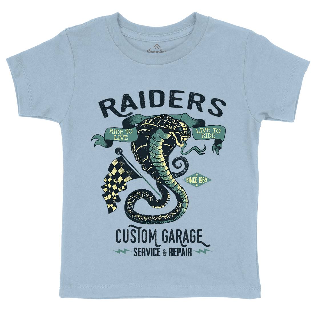 Raiders Kids Organic Crew Neck T-Shirt Motorcycles A985