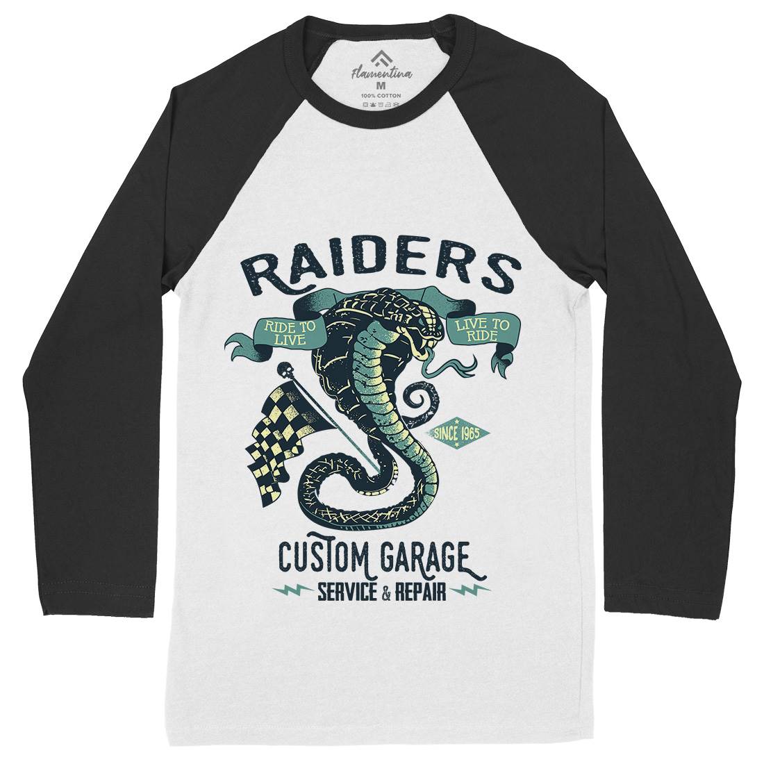 Raiders Mens Long Sleeve Baseball T-Shirt Motorcycles A985