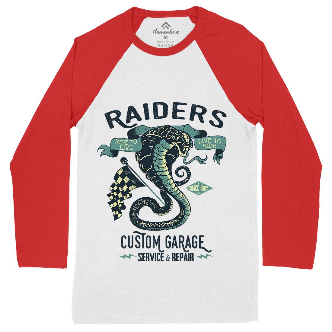 Raiders Mens Long Sleeve Baseball T-Shirt Motorcycles A985