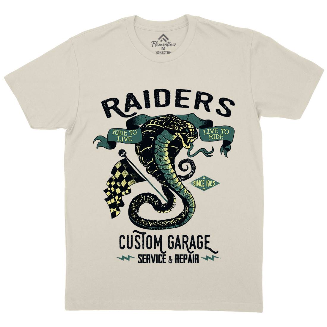 Raiders Mens Organic Crew Neck T-Shirt Motorcycles A985
