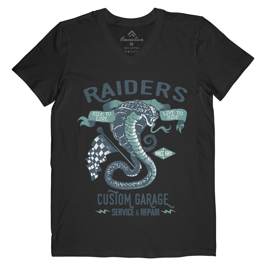 Raiders Mens Organic V-Neck T-Shirt Motorcycles A985