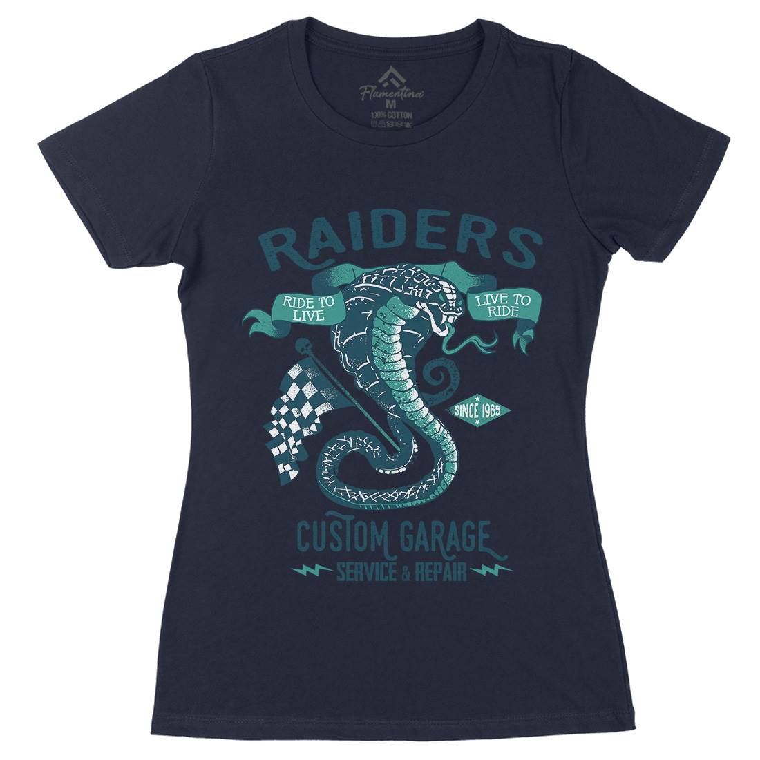 Raiders Womens Organic Crew Neck T-Shirt Motorcycles A985
