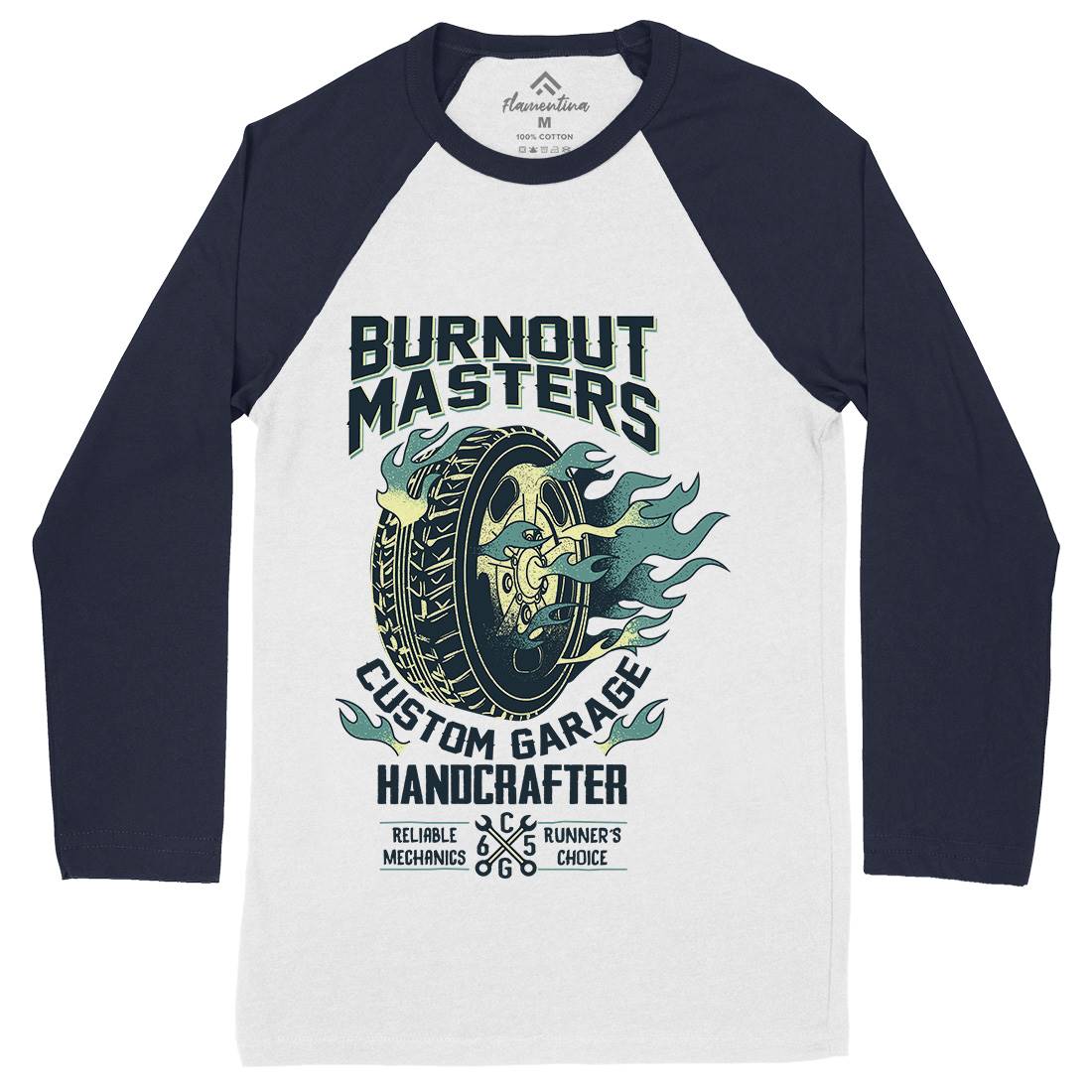 Burnout Masters Mens Long Sleeve Baseball T-Shirt Motorcycles A986