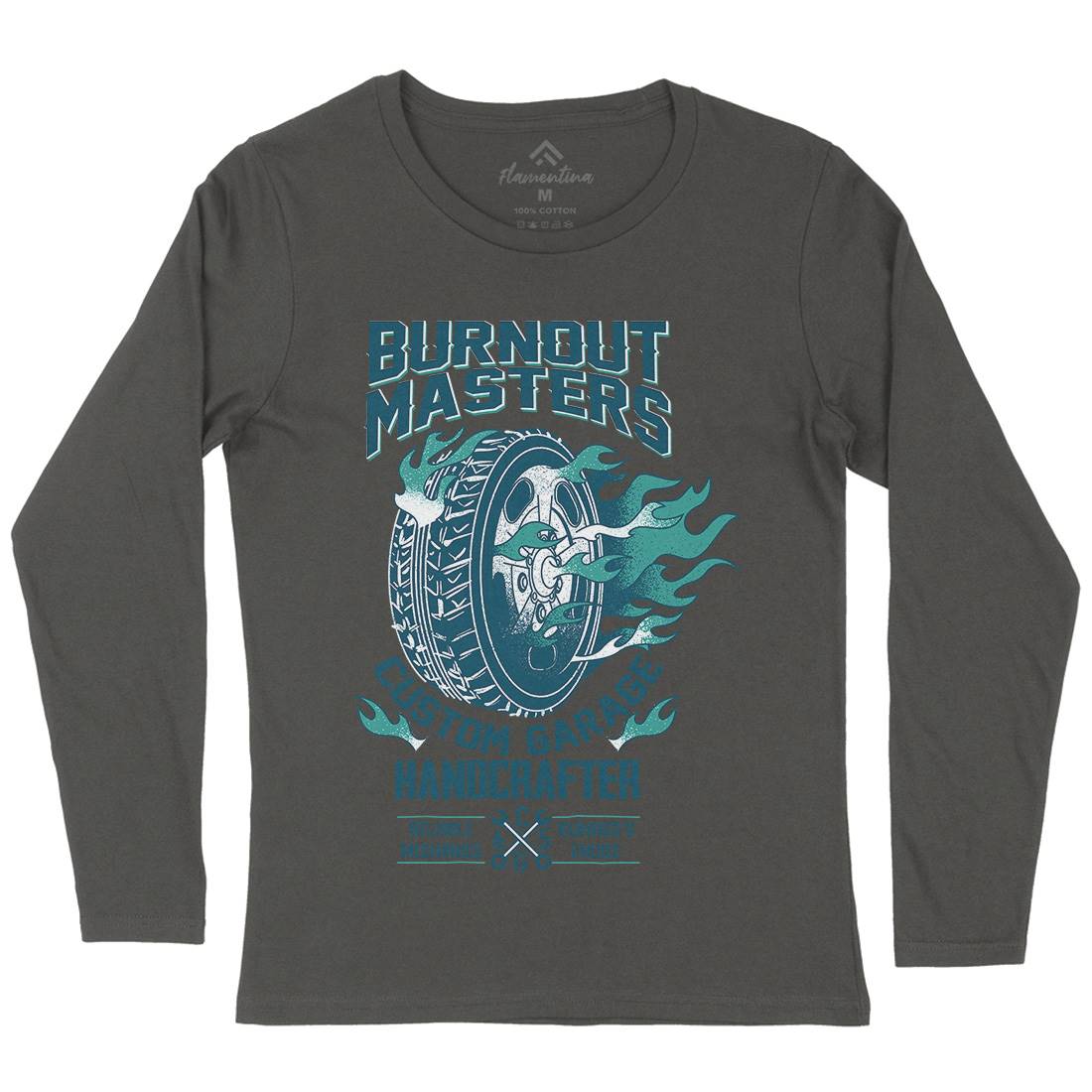 Burnout Masters Womens Long Sleeve T-Shirt Motorcycles A986