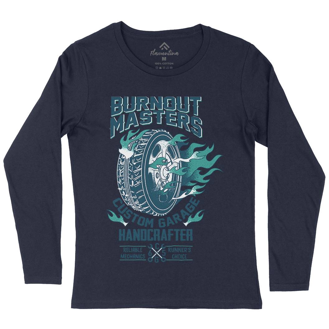 Burnout Masters Womens Long Sleeve T-Shirt Motorcycles A986