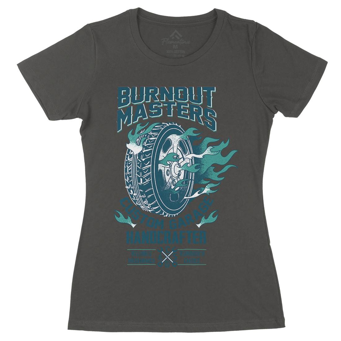 Burnout Masters Womens Organic Crew Neck T-Shirt Motorcycles A986