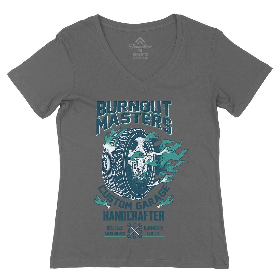 Burnout Masters Womens Organic V-Neck T-Shirt Motorcycles A986