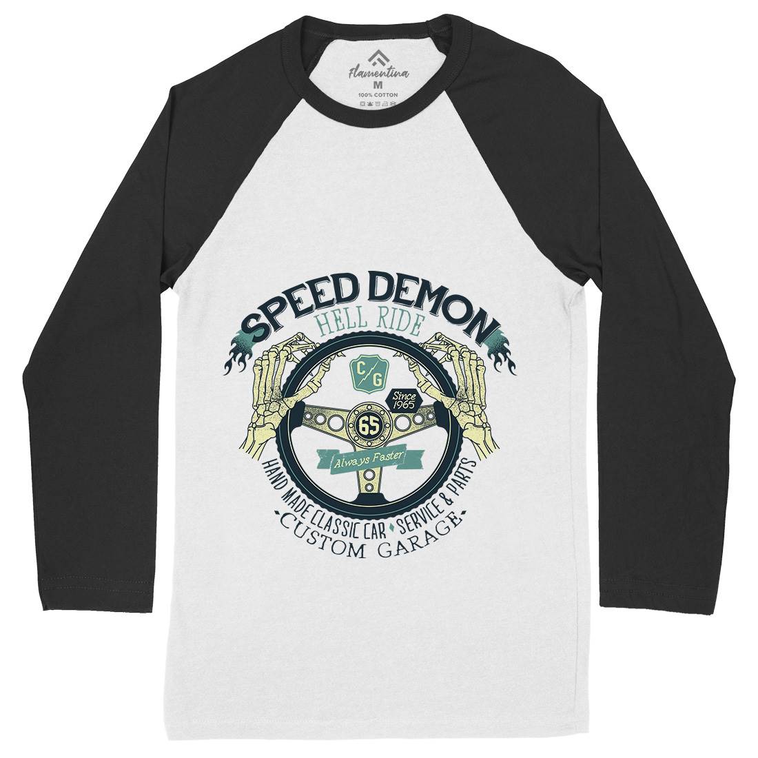 Speed Demon Mens Long Sleeve Baseball T-Shirt Motorcycles A987