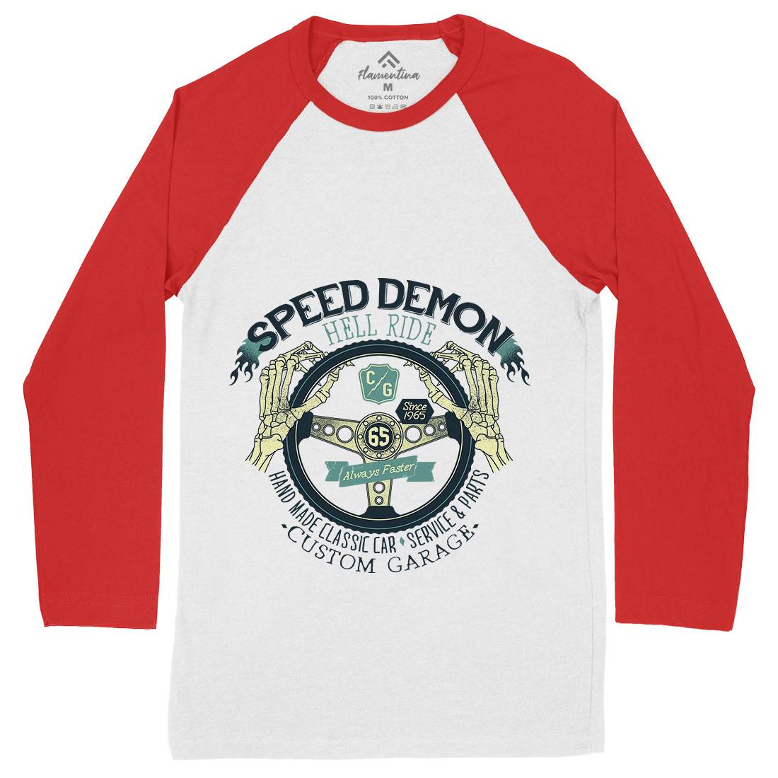 Speed Demon Mens Long Sleeve Baseball T-Shirt Motorcycles A987
