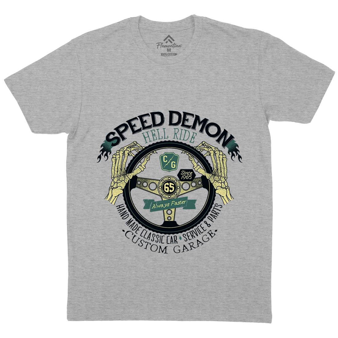 Speed Demon Mens Organic Crew Neck T-Shirt Motorcycles A987