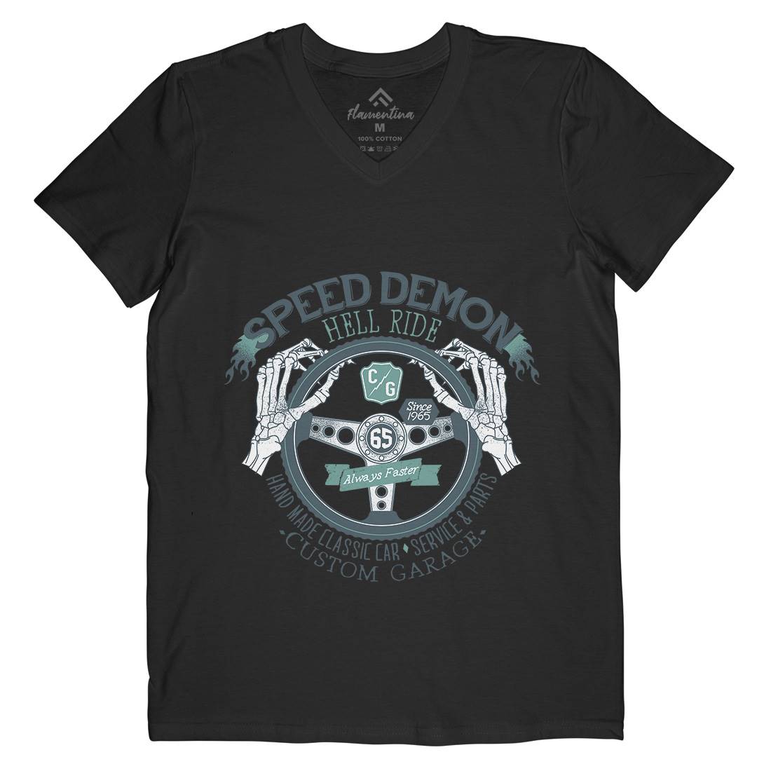 Speed Demon Mens V-Neck T-Shirt Motorcycles A987