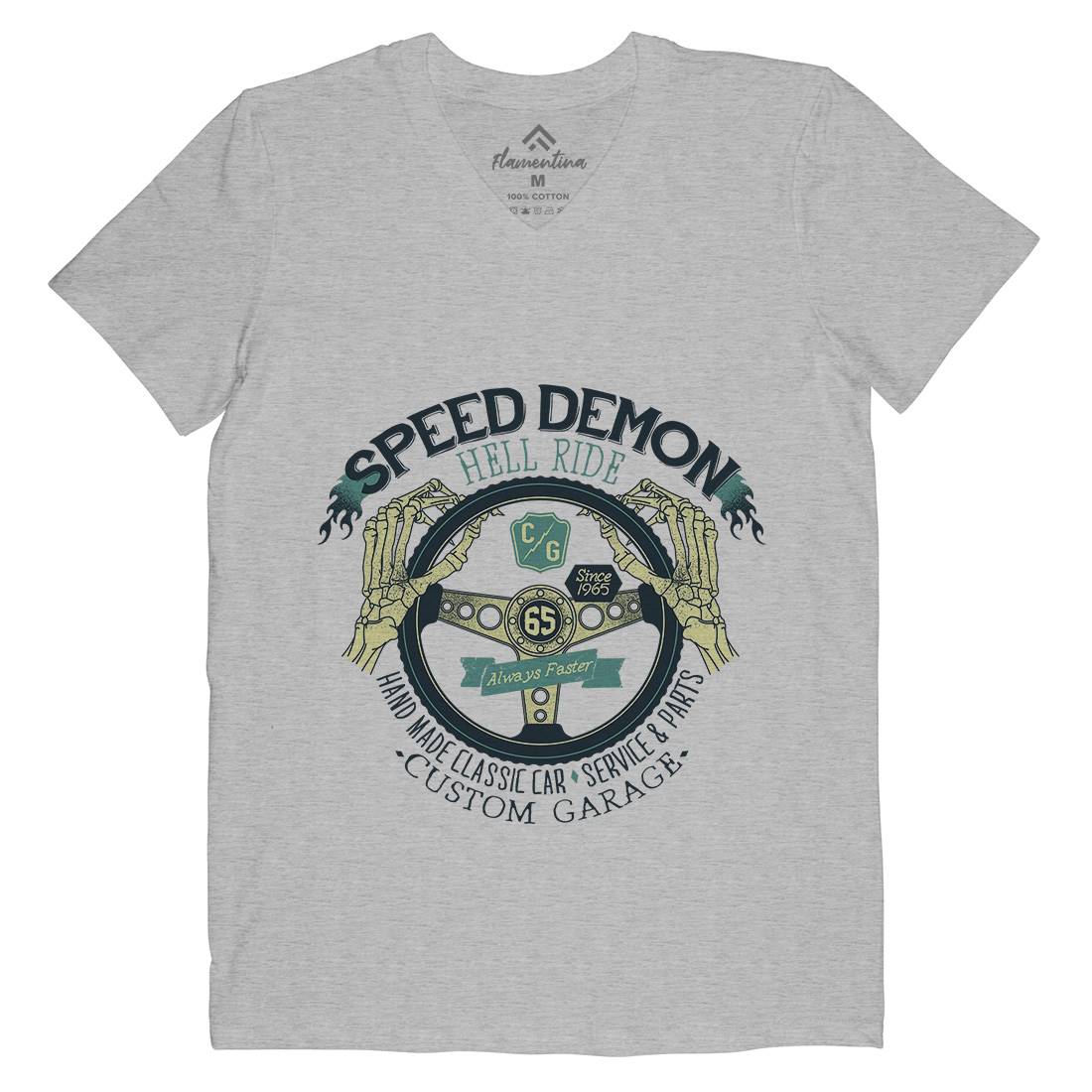 Speed Demon Mens V-Neck T-Shirt Motorcycles A987