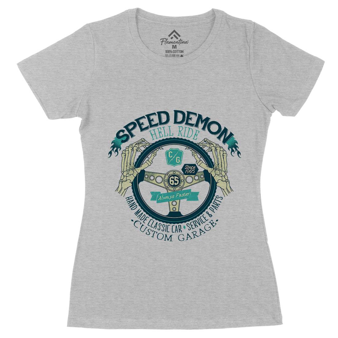 Speed Demon Womens Organic Crew Neck T-Shirt Motorcycles A987
